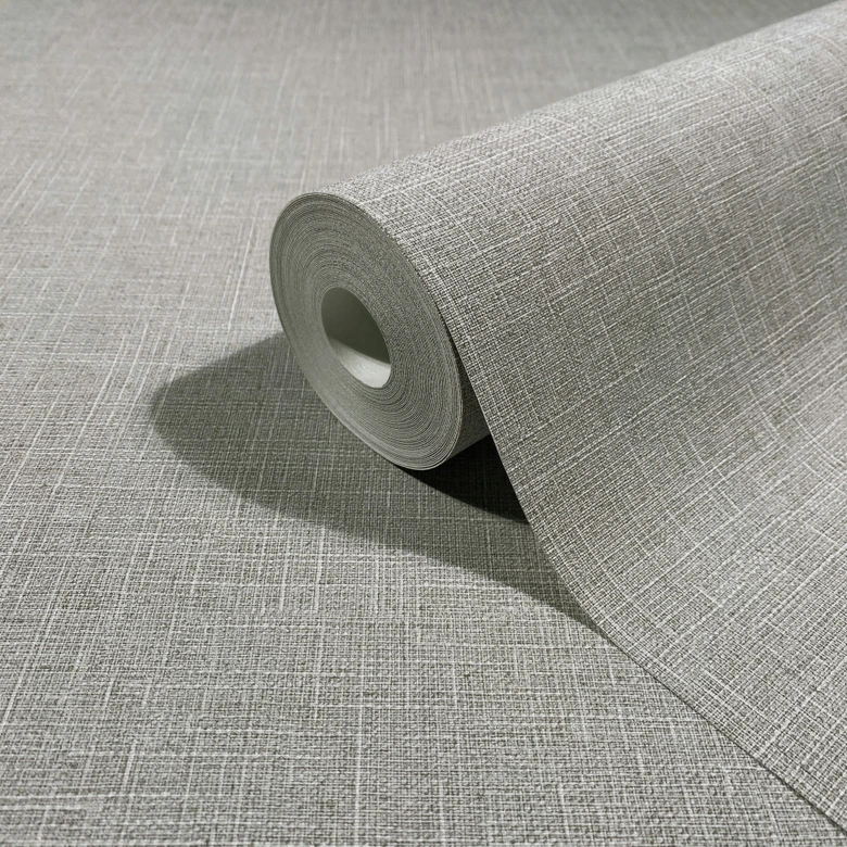 Vliestapete Textil, Struktur Uni Modern matt in Grau 