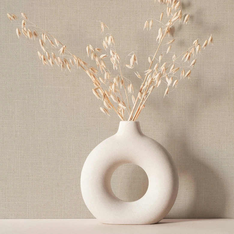 Non-woven wallpaper textile, textured plain modern matt in beige 