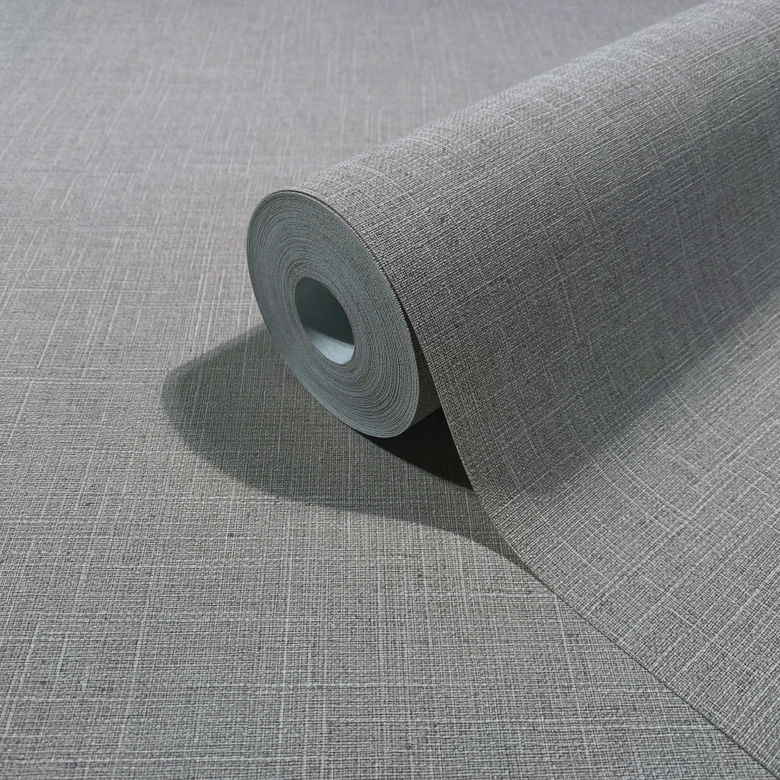 Vliestapete Textil, Struktur Uni Modern matt in Grau Braun 
