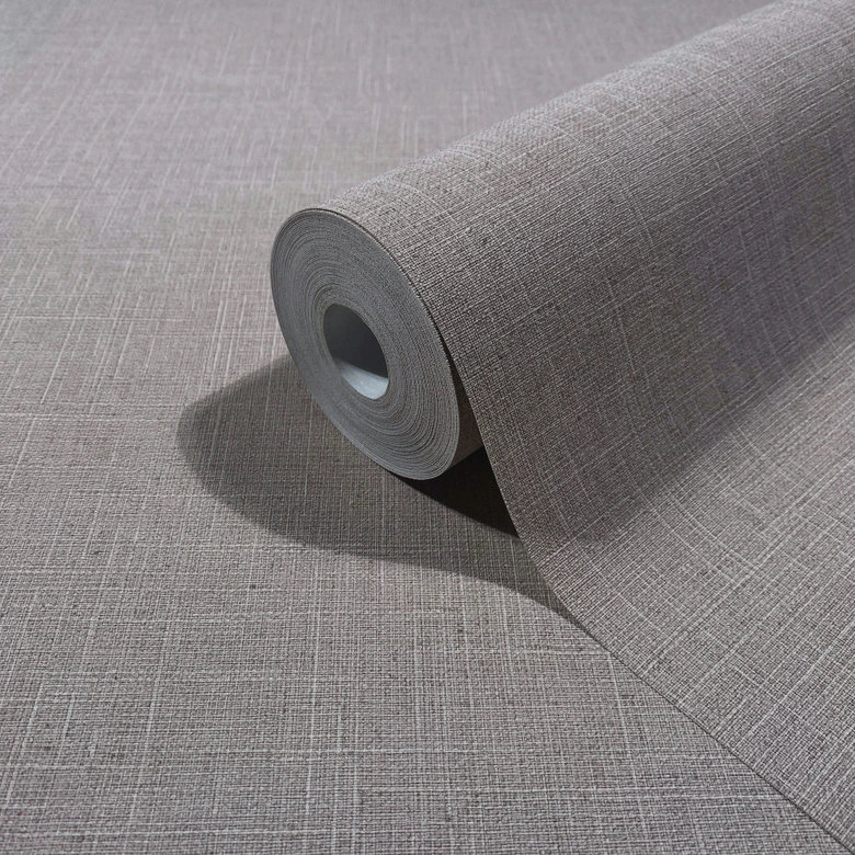 Papier peint intissé textile, structure uni moderne mat dans marron 