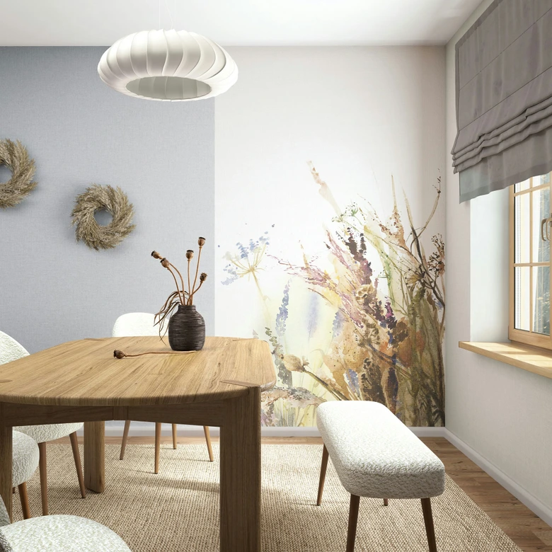 Fototapete Blumen, Blätter Floral Natur matt in Weiß, Grün 2,70 x 1,59m 