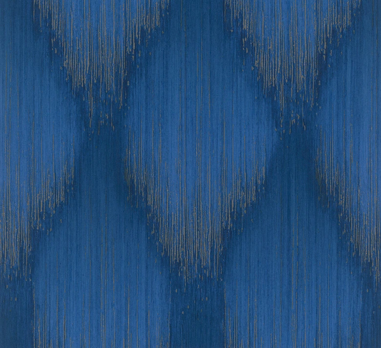 Vliesbehang strepen, ruitvormige strepen modern in blauw - Papis Loveday 