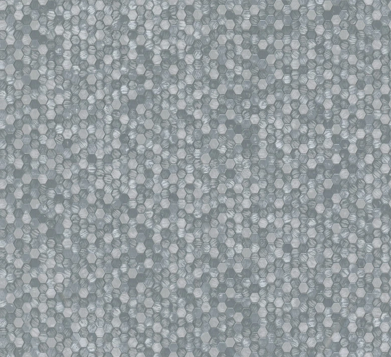 Vliestapete Sechskant, Metallisch Fliesenoptik Modern, Geometrisch glänzend in Silber - Papis Loveday 