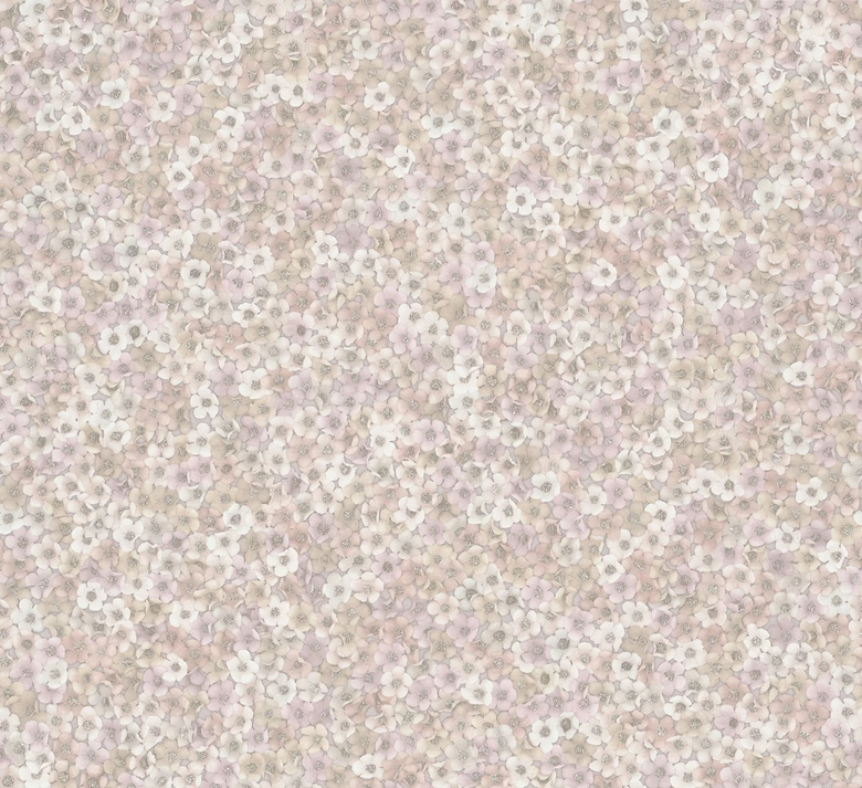 Non-woven wallpaper flowers, leaves floral nature, classic matt in pink-brown 