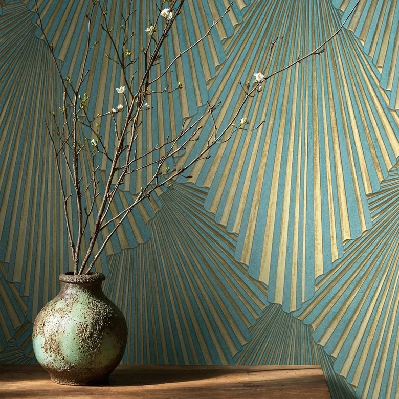 Vliestapete 3D-Optik, Streifen Grafisch Geometrisch in Grün - Papis Loveday 