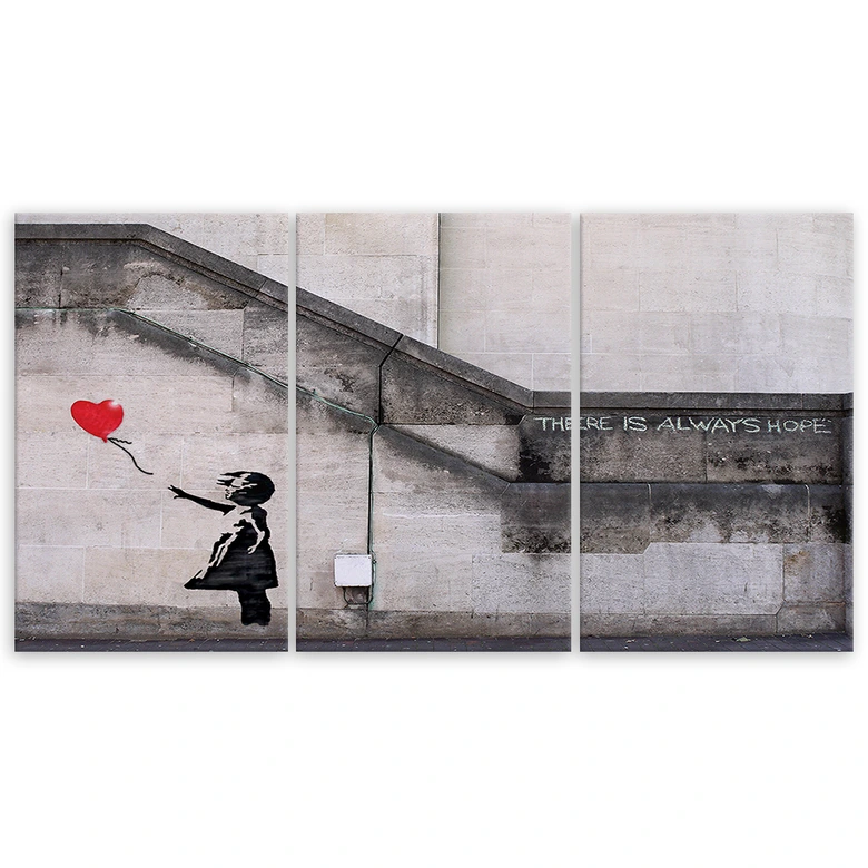 Impression sur toile en 3 parties, Banksy Balloon Girl 
