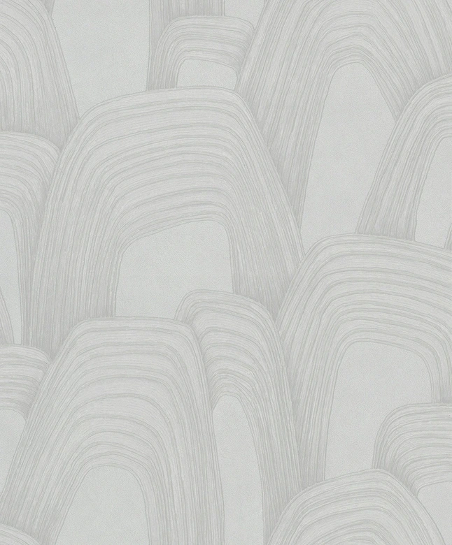 Vliestapete 3D-Optik, Hügel Grafisch Geometrisch in Grau  