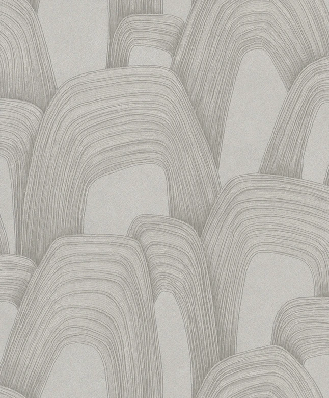 Vliestapete 3D-Optik, Hügel Grafisch Geometrisch in Grau  