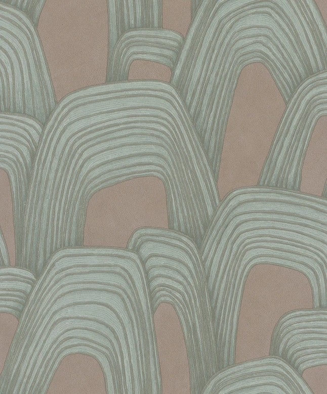 Papel pintado no tejido aspecto 3D, colina gráfico geométrico en marrón  