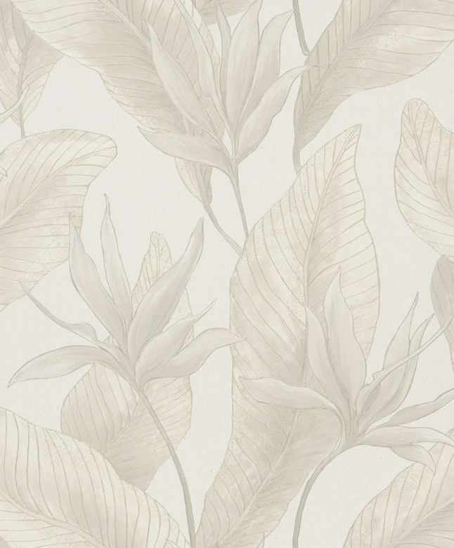 Vliestapete Blumen, Blätter Floral Natur in Beige  