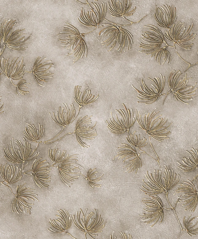 Vliestapete Blumen, Beton Floral Natur matt in Beige  