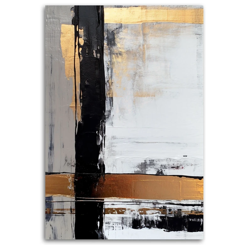 Canvas Schilderij, Abstractie met gouden accenten 
