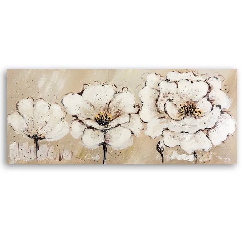 Leinwandbild, Weiße Blumen Shabby Chic 