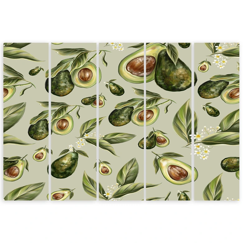 Leinwandbild 5 teilig, Avocado -Hälften 