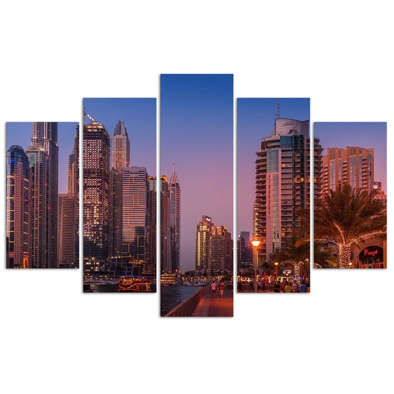 Wandbild 5-teilig, Nights in Dubai Stadt 