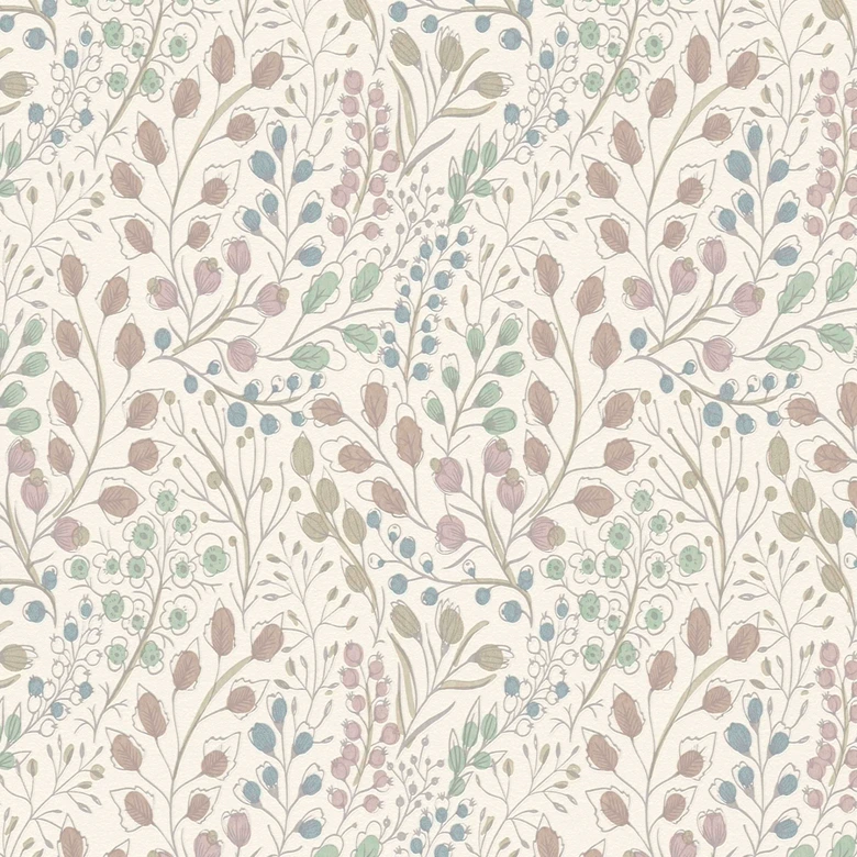 Papier peint Floral Blanc Rose - papier peint intissé A.S. Création 