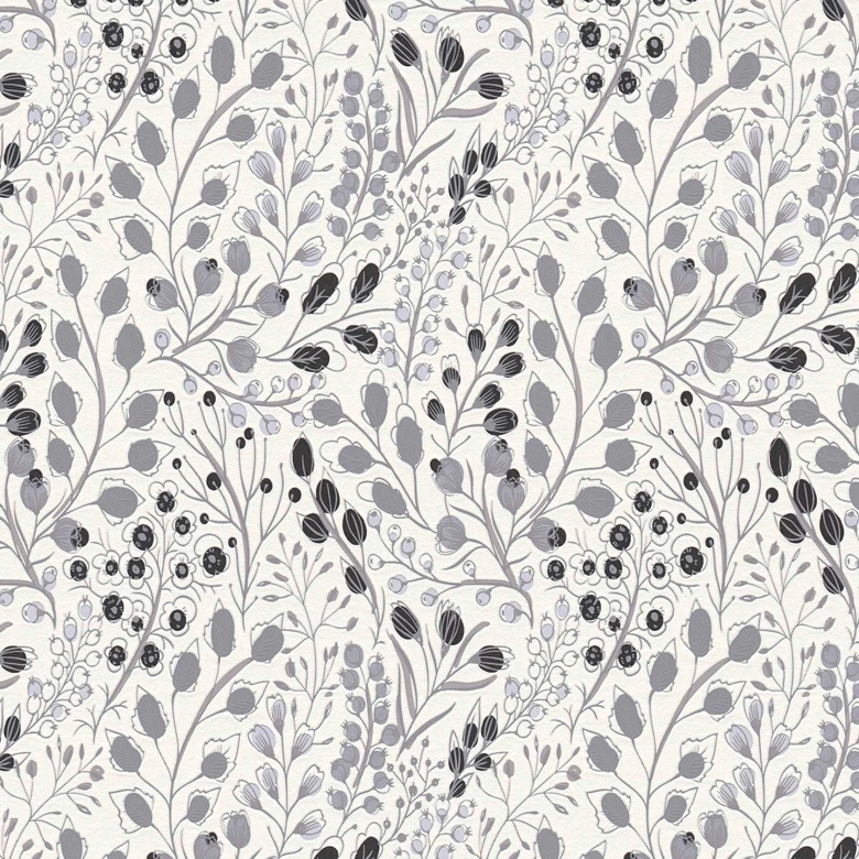 Carta da parati floreale grigio bianco - Carta da parati in tessuto non tessuto A.S. Création 