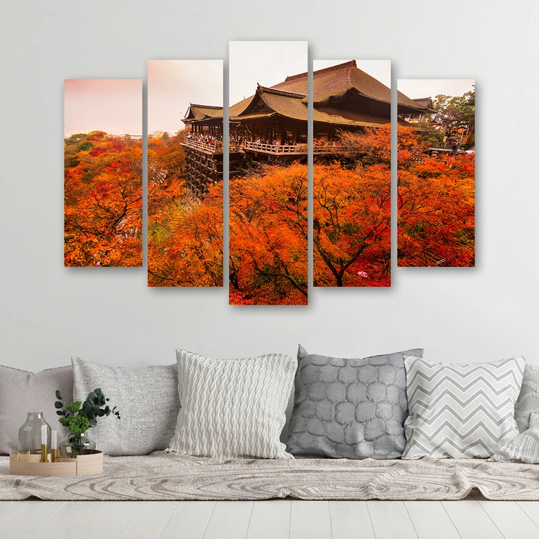 Leinwandbild 5 teilig, Garten Japan Landschaft 