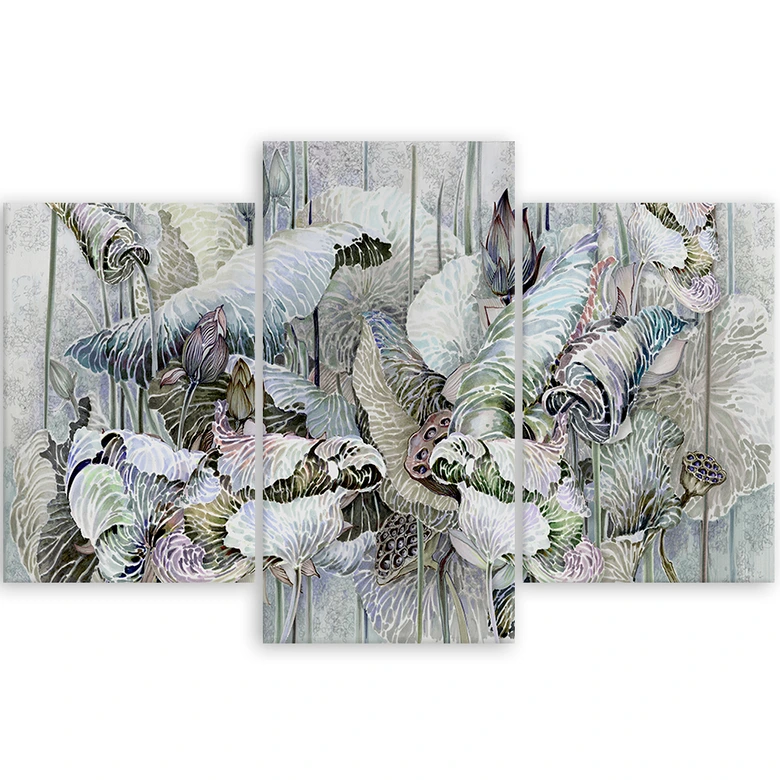 Leinwandbild 3 teilig, Saint Lotos Blumen 