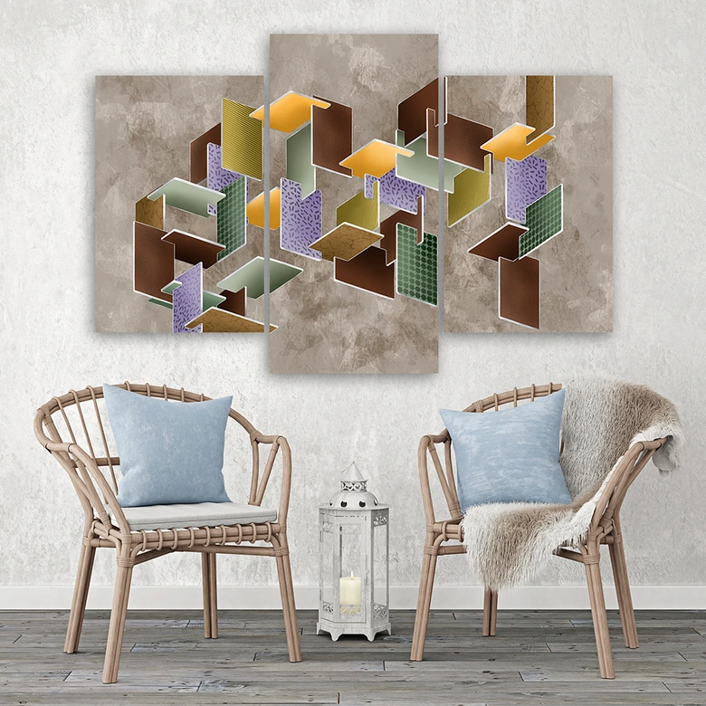 Leinwandbild 3 teilig, 3D -Rätsel 