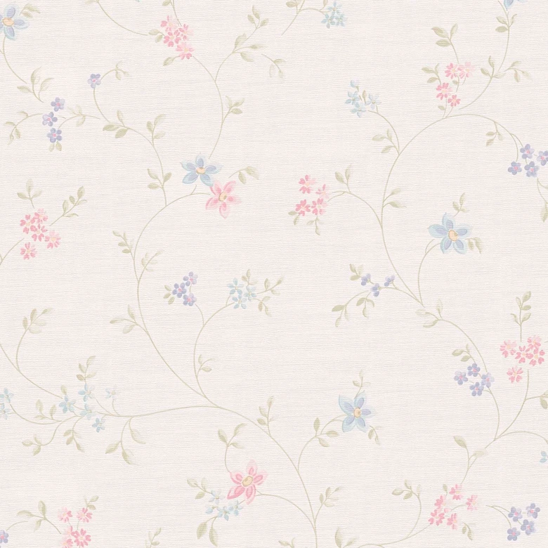 Papier peint à fleurs vert crème - papier peint intissé maison de campagne A.S. Création - mat légèrement structuré 