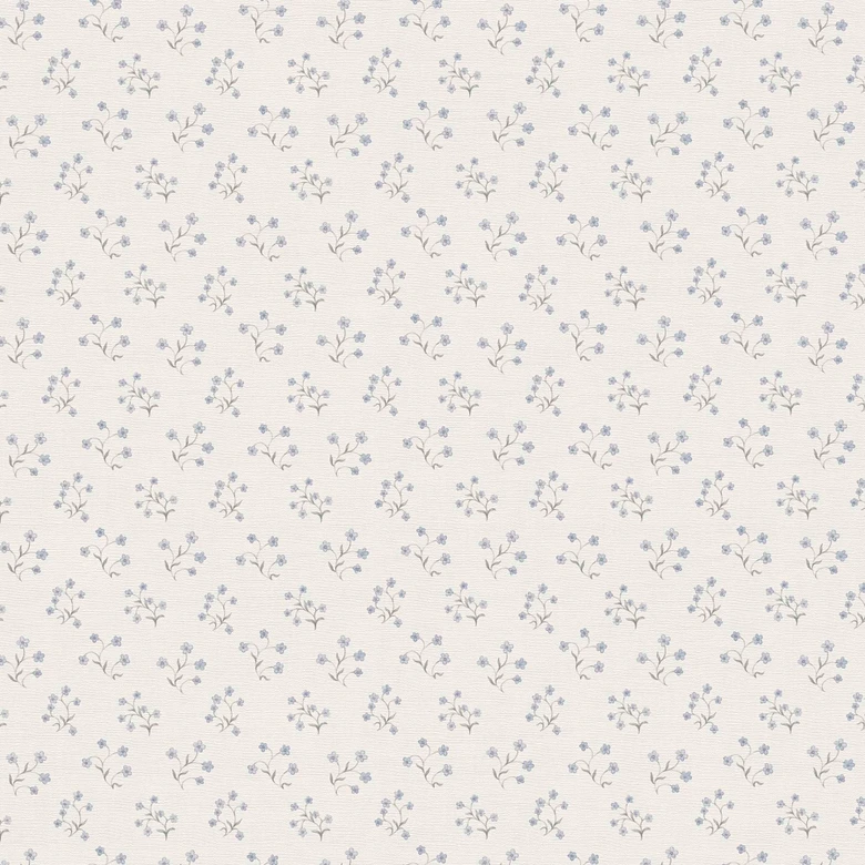 Papier peint à fleurs blanc bleu - Papier peint intissé maison de campagne A.S. Création - mat et légèrement structuré 