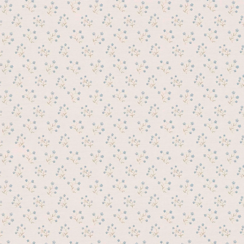 Papier peint à fleurs bleu crème - papier peint intissé maison de campagne A.S. Création - mat légèrement structuré 