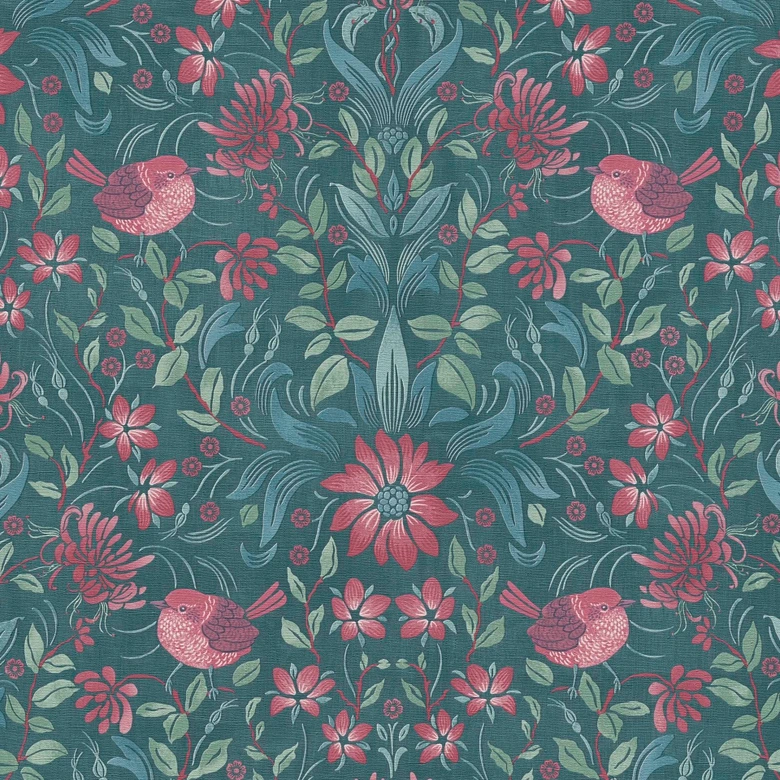 Papier peint Floral vert rose - papier peint intissé maison de campagne A.S. Création - mat et légèrement structuré 