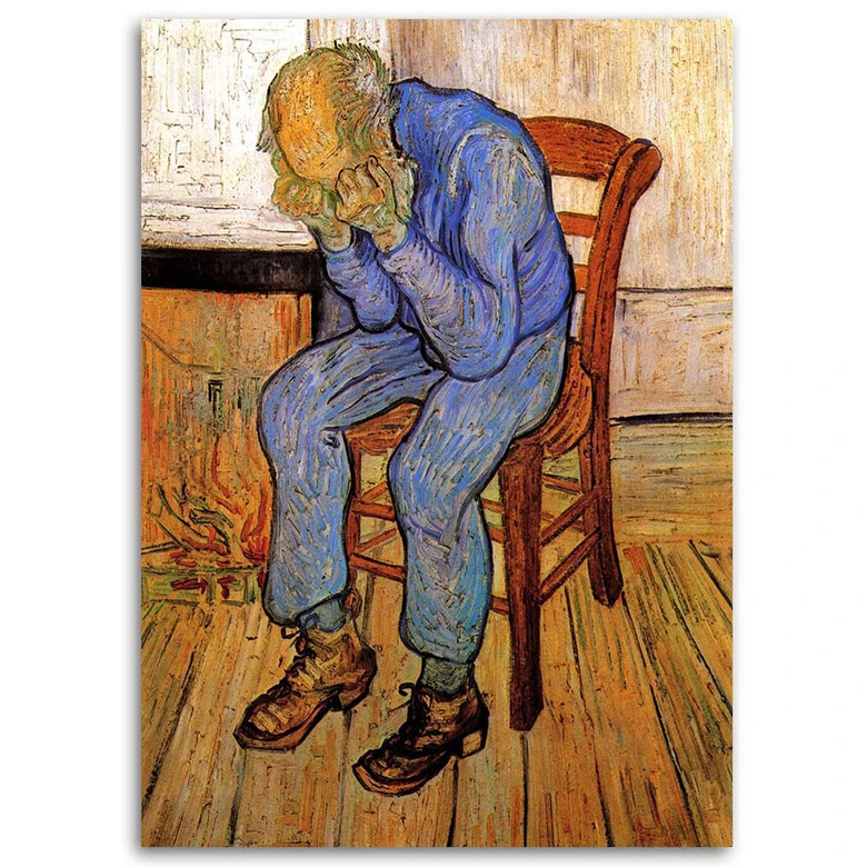 Leinwandbild, Alter Mann in Traurigkeit - V. van Gogh Reproduktion 