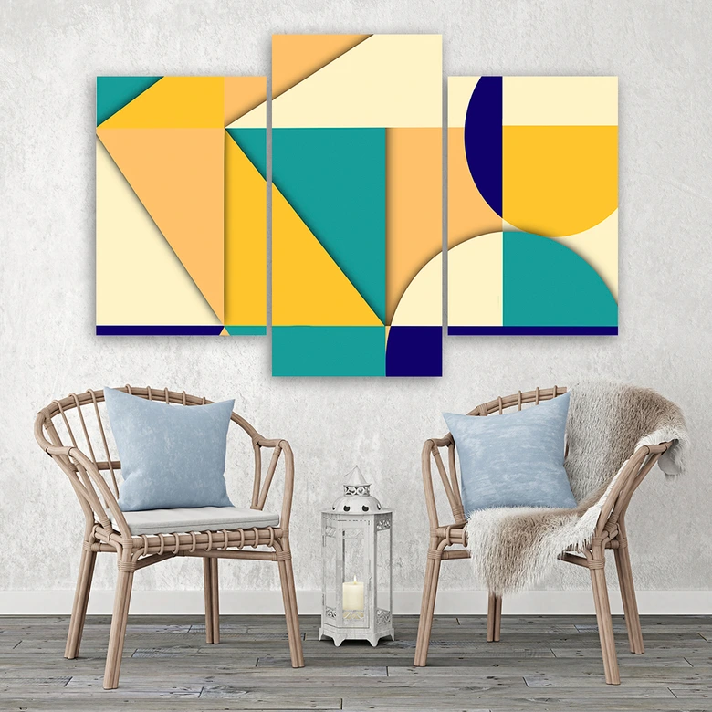 Leinwandbild 3 teilig, Geometrische Abstraktionsformen 