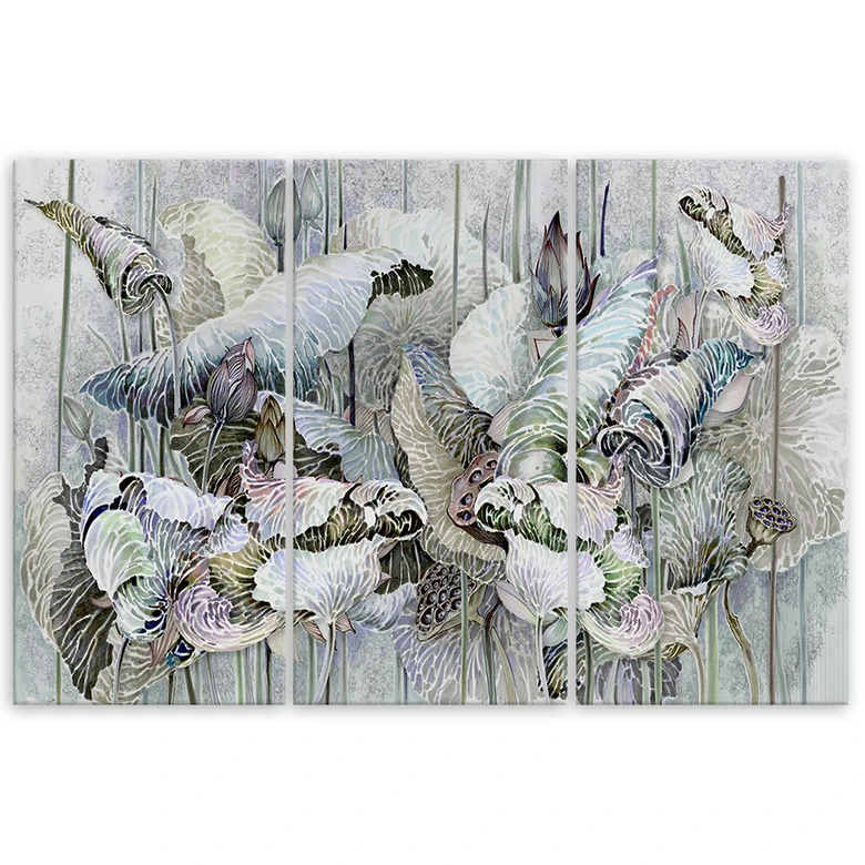 Leinwandbild 3 teilig, Saint Lotos Blumen 