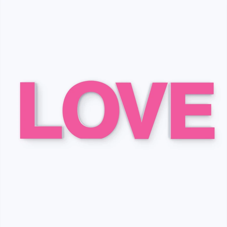 Lettre décorative - 3D LOVE rose 
