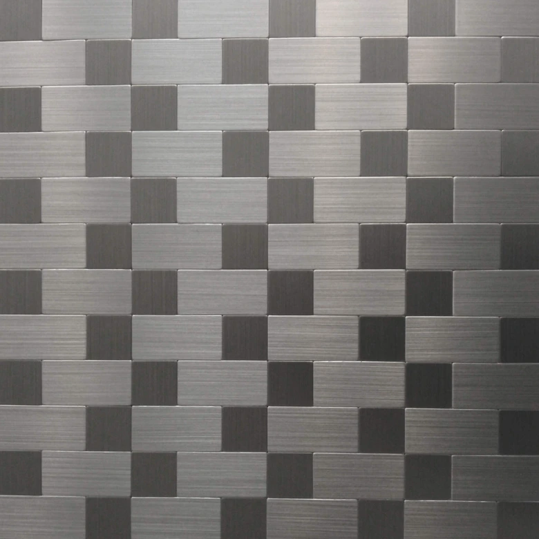 3D Fliesenaufkleber Mosaikmuster Metall - 30,5 x 30,5 cm 