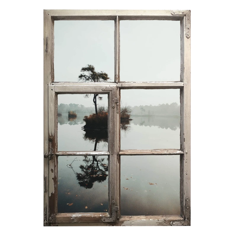3D Wandtattoo Shabby Fenster - The lonely tree 02 