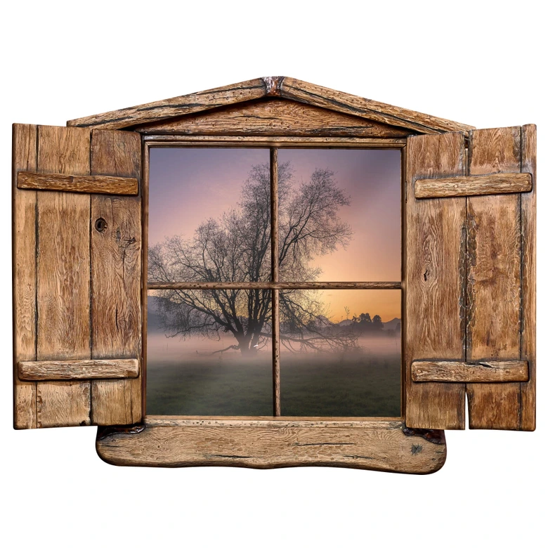 3D Wandtattoo Holzfenster - Cuadrado - The Fog 