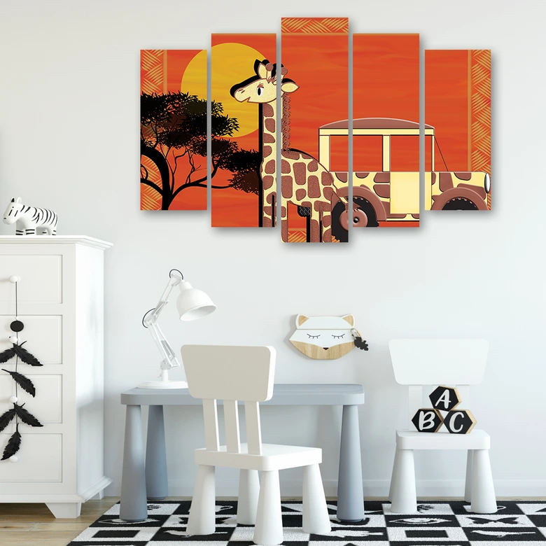 Leinwandbild 5 teilig, Giraffe 