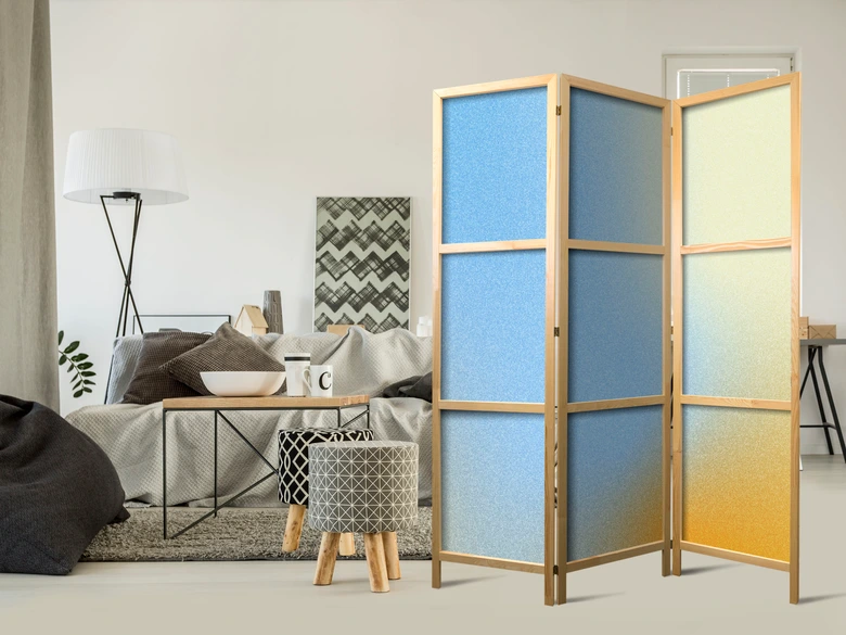 Japanischer Paravent, Raumteiler freistehend, Trennwand - Energetic Gradient: Vibrant Colors 