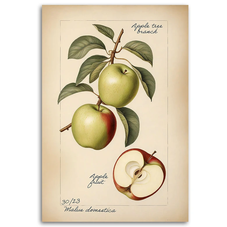 Leinwandbild Obst Weinlese Apfel 