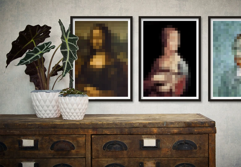 Poster Pixelart - van Gogh - Selbstbildnis 1889 