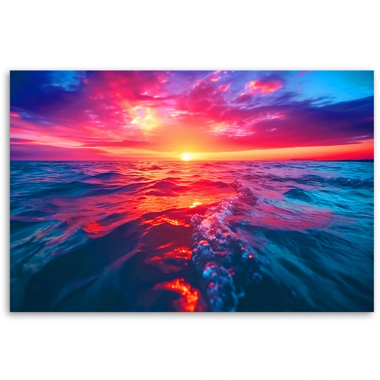 Leinwandbild, Sonnenuntergang über dem Meer 