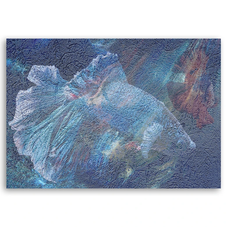 Leinwandbild, Blaue Blume Abstraktion 