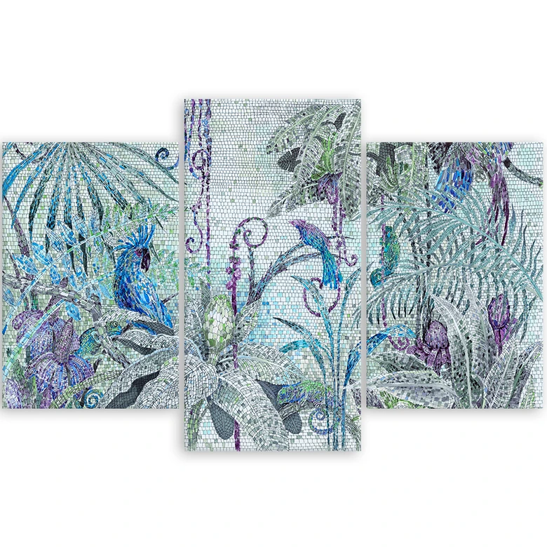 Leinwandbild 3 teilig, Mosaik -Dschungel 