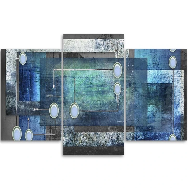 Leinwandbild 3-teilig, Abstrakt 3d Blau 
