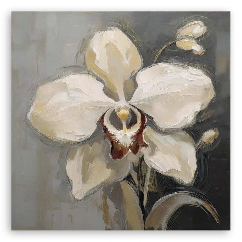 Leinwandbild Weiß bemalte Orchidee 