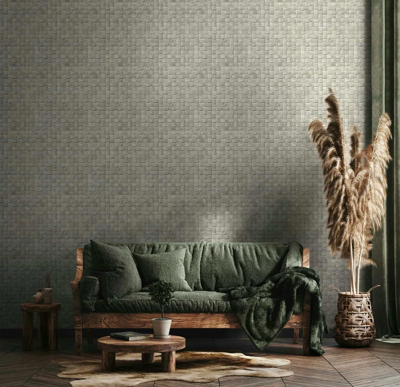 Carta da parati in tessuto non tessuto 3D effetto legno grigio 3D 