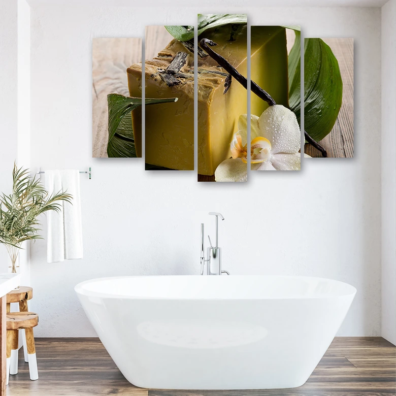 Leinwandbild 5 teilig, Orchideenblatt 