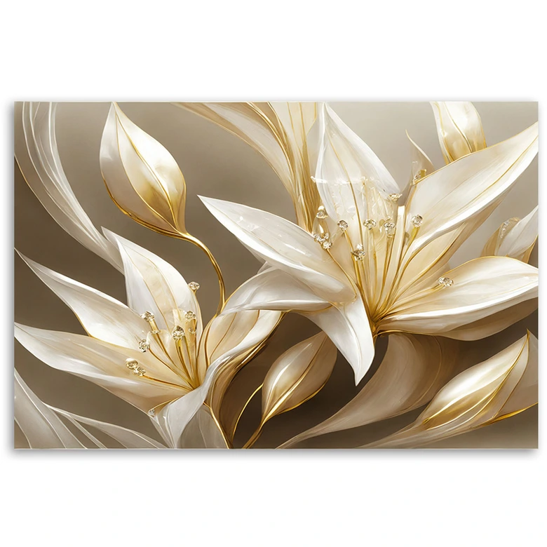 Leinwandbild, Lilien in Gold 