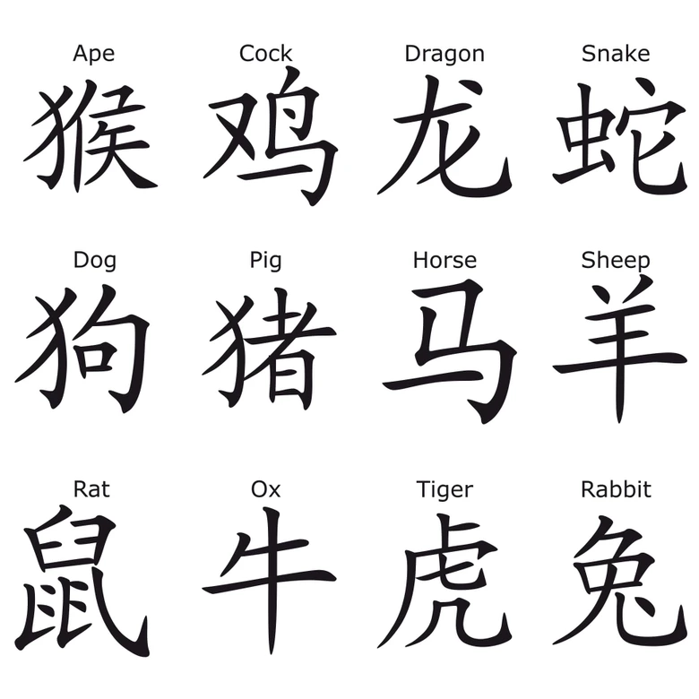 Sticker mural - Signes du zodiaque dans l'horsocope chinois 