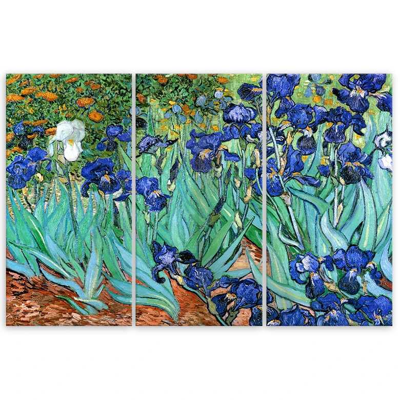 Impression sur toile en 3 parties, Vincent Van Gogh Iris 