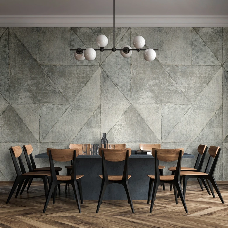 Fototapete Motivtapete Beton Optik mit Geometrischen Flächen in Hellgrau 2,7 x 2,12 m 